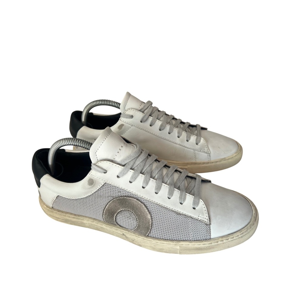 Oliver Cabell Low 1 Mens White Leather Mesh Sneakers Made in Italy Size 40